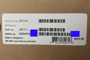 New HP Aruba J9733A 2-port 40Gb/s Stacking Module, 1-Year Warranty, 2 Available - Imagen 1 de 2