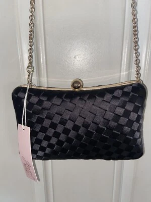 JEWEL BADGLEY MISCHKA TEJIDO NEGRO CLUTCH NUEVO CON BOLSO Foto 1 de 4