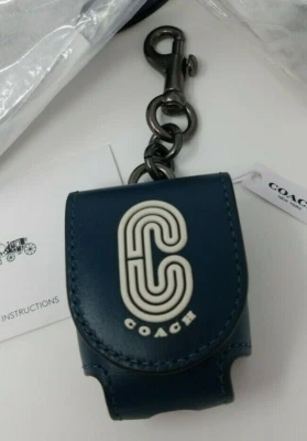 🌟🌷Coach Earbud Estuche Airpod Bolso Dije Con Parche COACH Azul Egeo AUTÉNTICO Foto 1 de 4