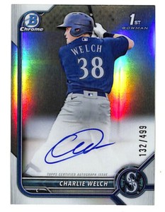 2022 Bowman Chrome Charlie Welch 132/499 auto autograph refractor card Mariners