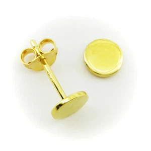 5mm' Botón ' Pendientes, Oro Sobre Plata de Ley - Nuevo - Picture 1 of 6