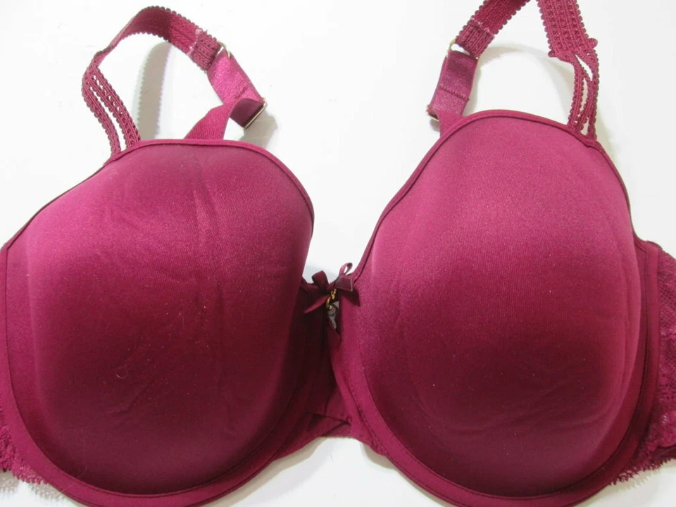 Chantelle Bra Size 34DD Burgundy Underwired Lined Adjustable Strap Lace Lingerie - Image 1 of 4