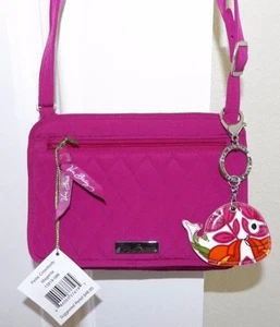 VERA BRADLEY Petite Crossbody Magenta Pink Microfiber & Free Whale Keychain NWT - Picture 1 of 6