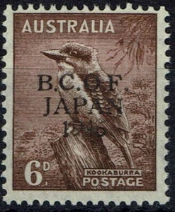 AUSTRALIEN-B.C.O.F. SGJ4c 1946 6d LILA-BRAUN MIT SCHMALEM N VAR LMM (d) - Bild 1 von 1