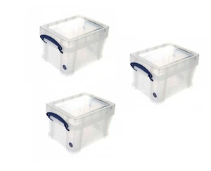 Pack of 3 Strong Clear Plastic  Really Useful 3 Litre Boxes - Picture 1 of 4