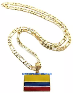Collana con ciondolo bandiera Colombia con catenina lunga 24 pollici - Foto 1 di 15