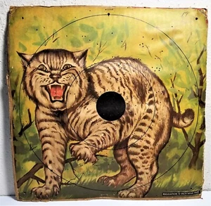 OLD LYNX CAT LITHOGRAPH TARGET by EPSEN - 12x12" ARCHERY, SHOOTING, B.B.- HOLES - Picture 1 of 7