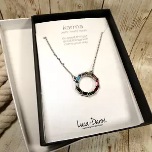 Luca + Danni Regenbogen Baguette Eternity Kreis Karma silberfarben Halskette - Bild 1 von 10