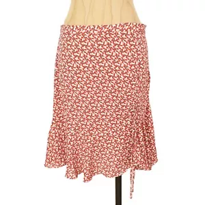 MAX STUDIO Side Cinched Ruffle Hem Skirt Size L Baked Apple Buds Red NEW Tag B25 - Picture 1 of 5