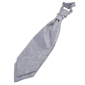 Corbata plateada para hombre preatada scrunchie tejida floral cachemira boda por DQT - Imagen 1 de 1