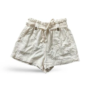 Pantalones Cortos American Eagle High Rise Bolsa de Papel Cintura Marfil Crema Talla Pequeña NUEVO - Imagen 1 de 6
