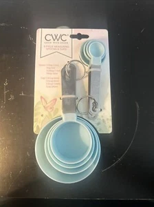 CWC Cook With Color 8 PC Measuring Spoons & Cups Set Minty Blue Stainless Steel - Picture 1 of 4