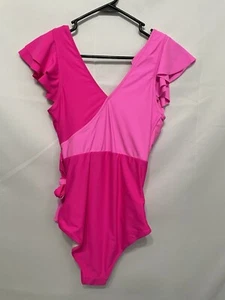 One Piece Ruffle Pink Medium Bathing Suits Slimming Swimsuit - Picture 1 of 6