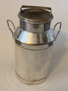 "Cubo de lata de leche de metal vintage de 9,5"" con tapa y asas - Hecho en India" - Imagen 1 de 14