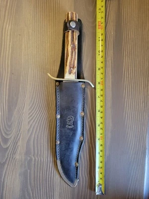 Antique Vintage Anton Wingen, Jr. Stag Handle Bowie Knife w/ Original Sheath - Image 1 of 4