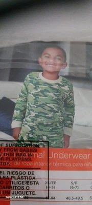 Conjunto de ropa interior térmica para niños nuevo en paquete estampado camuflaje talla S Foto 1 de 4