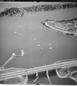 Foto aérea 1972 ruta 3A puente Hingham Massachusetts Weymouth río trasero - Imagen 1 de 1