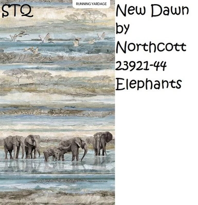 New Dawn Quilt fabric Cotton Northcott BTY Ombre Elephants 23921-44 - Image 1 of 4