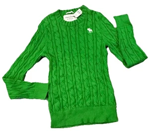 Abercrombie Fitch Green Muscle Cable Knit Sweater Mens Y2K Preppy NWT $98 Medium - Picture 1 of 7