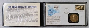 1969 Powell Expedition (Arizona) 100° Anniversario Medaglie Bronzo FDC Coin Stamp  - Foto 1 di 3