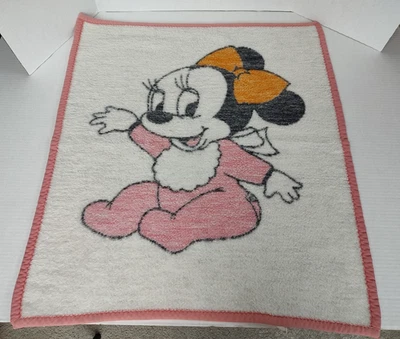 Manta Bebé Niña Minnie Mouse Vintage Años 80 Biederlack Disney Rosa Blanco 1984 Foto 1 de 4