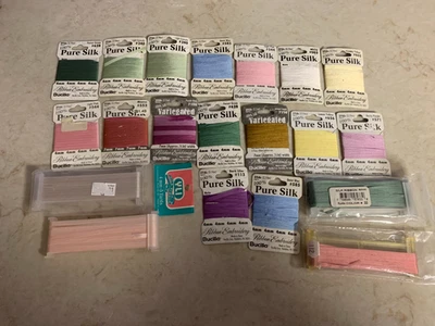 Cinta bordada de seda pura 20 Bucilla & YLI diferentes colores K5 Foto 1 de 2