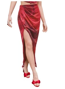 Cider Mesh Floral Maxi Skirt Size XS NWT Rose Cherry Red Dark Fairy Side Slit - Picture 1 of 10