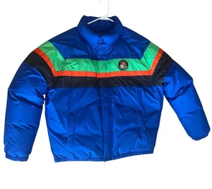 Polo Ralph Lauren Vacaciones Azul Rayas Puffer Chaqueta de Esquí Plumón Parche de Galletas Grande - Imagen 1 de 11