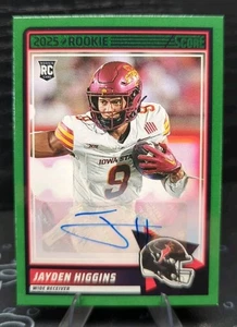 2025 Panini Score Jayden Higgins Signatures Rookie Auto Green Parallel RC Texans - Bild 1 von 3