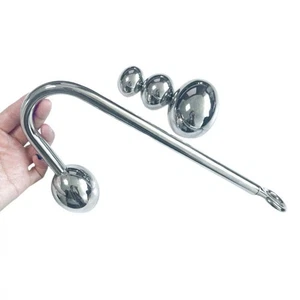 Gancho anal de metal inoxidable reemplazable gancho curvo de metal con cuentas de bola única`,. M0A9 - Imagen 1 de 18