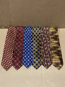 Corbata de seda vintage Ermenegildo Zegna para hombre hecha en Italia lote geométrico de 6 - Imagen 1 de 8