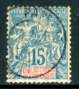 French  Polynesia 1892 Tahiti 15¢ Blue Scott #8 VFU G330 - Picture 1 of 6