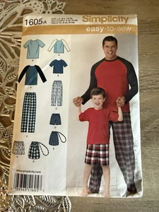 Sew Pattern Simplicity 1605 Easy Men’s &boys Loungewear Pants Shorts Top Bag - Picture 1 of 2