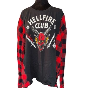Reworked Upcycled Hellfire Tshirt &Flannel Festivals Watch Party Size Lg READ - Picture 1 of 4
