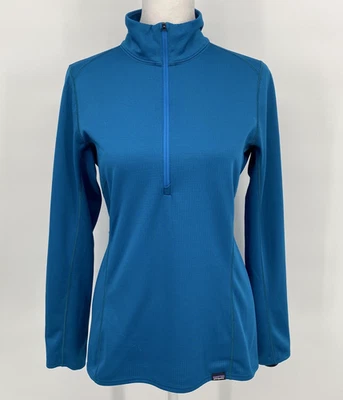 Patagonia Base Layer Shirt Women Small Blue Capilene Midweight Polartec 1/2 Zip - Image 1 of 4