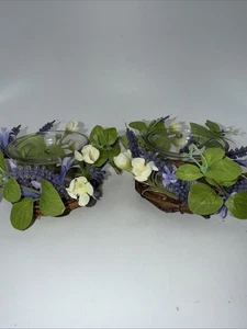 Pier 1 Imports Flieder Blumen Votivkerzenhalter Set Zweig Böden 2”Hx3”B NEU OHNE ETIKETT! - Bild 1 von 13