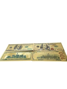 Banconote 100 Dollari Collezione Novità Banconota Regalo 24K 2 Banconote COPPIA - Foto 1 di 3