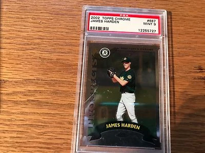 2002 TOPPS CHROME JAMES HARDEN ATHLETICS REFRACTOR CARD #687 PSA 9 - Image 1 of 2