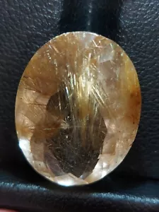 African rutilated Quartz gemstone - faceted natural gold rutile 20.00 CTS - Picture 1 of 10