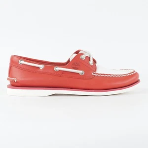 Hombres Timberland Clásico 2 Ojos A153X Mediano Rojo Cuero Con Cordones Informales Zapatos de Barco - Imagen 1 de 7