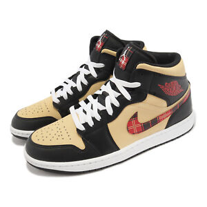 Nike Air Jordan 1 Mid SE Tartan Swoosh Black Red Men AJ1 Casual Shoes DZ5329-001