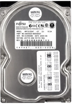 Hard Drive Fujitsu MPF3153AT 15.3GB 5400U/Min Pata Ide 512KB Cache 3.5'' Inch - Image 1 of 3