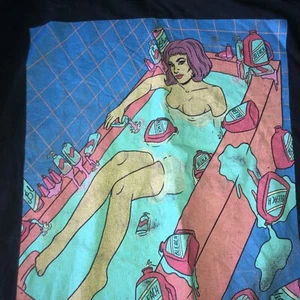 Vintage Shirt Woman Taking Bath In Bleach Size Medium #208 - Picture 1 of 7