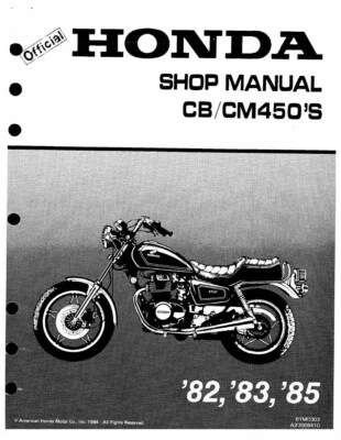 1982-1985 Honda CM450C CM450A CM450E CB450T CB450SC Service Manual COMB BOUND