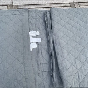 Pottery Barn Belgian Flax Linen Diamond Quilt Twin Charcoal Used - Picture 1 of 6