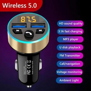2in1 Bluetooth Car Kit FM Transmitter MP3 Player Dual USB Charger с√ ✨э :ρ S5Q1 - Afbeelding 1 van 13
