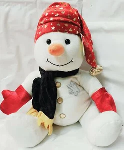 Giant Christmas Snowman Beanie Cuddly Toy With Red Hat - 55cm - Picture 1 of 1