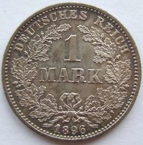 Münze Deutsches Reich Kaiserreich Silber 1 Mark 1896 G in fast Stempelglanz - Bild 1 von 2