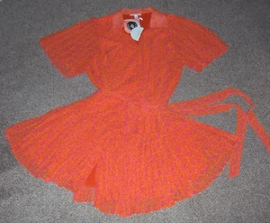 ALEXIS Orange Floral Flutter Sleeve Pleated Wrap Dress 2XL PLUS SIZE - Picture 1 of 4