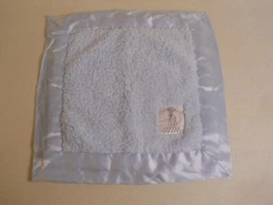 Little Giraffe soft plush blue chenille baby security blanket 2 ply satin trim - Picture 1 of 4